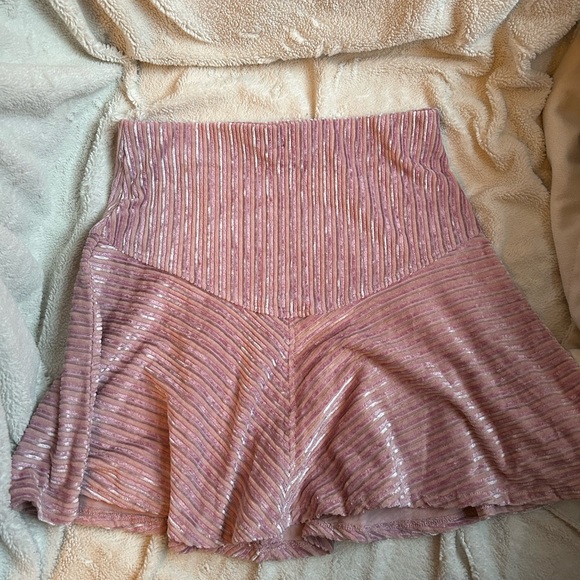 NWT Free People Camden pink velvet skirt - Picture 5 of 6